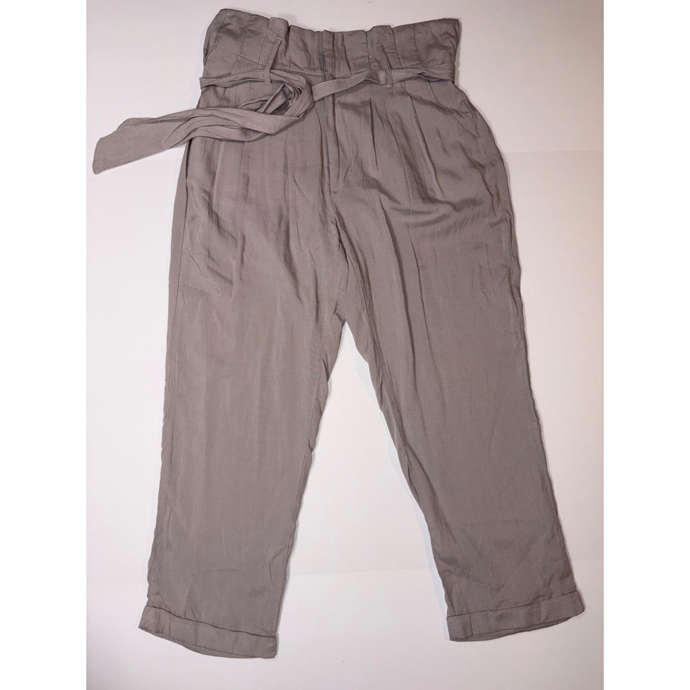 Indigo Rein Gray Paperbag Waist Tie Belt Cropped Pants Women's Size 11/29